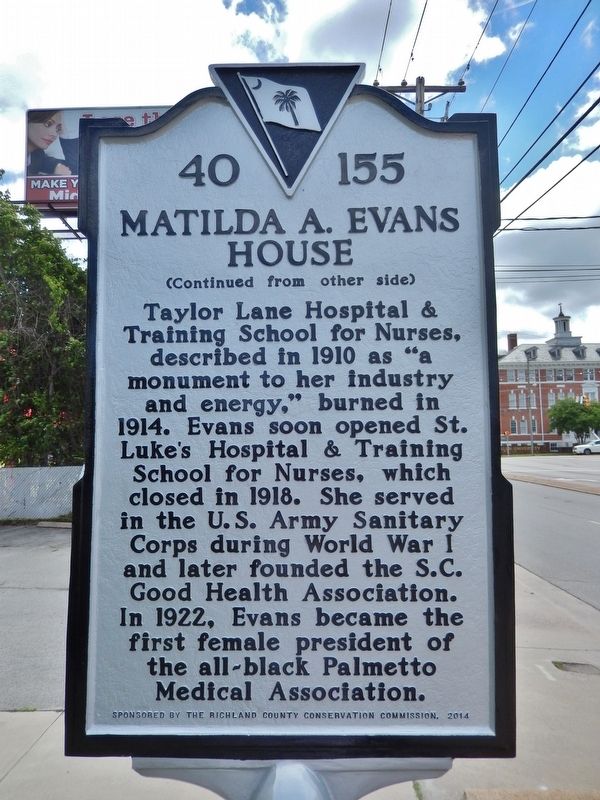Matilda A. Evans House Marker (<i>side 2</i>) image. Click for full size.