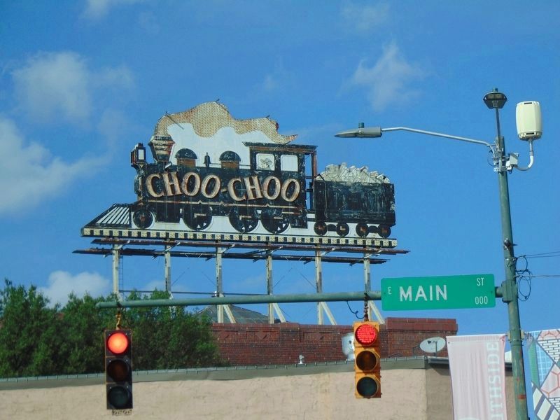 Choo-Choo Sign Atop Terminal Station image. Click for full size.