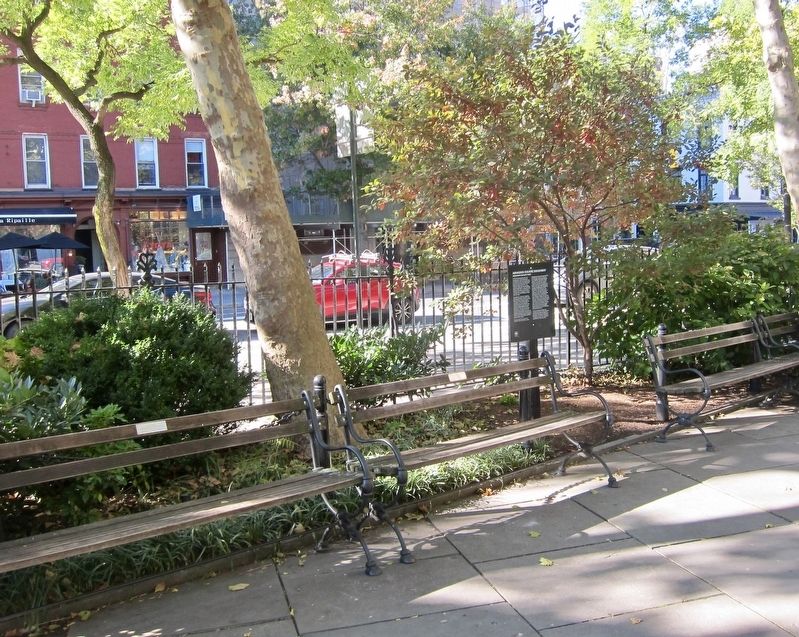 Abingdon Square Doughboy Marker - wide view image. Click for full size.