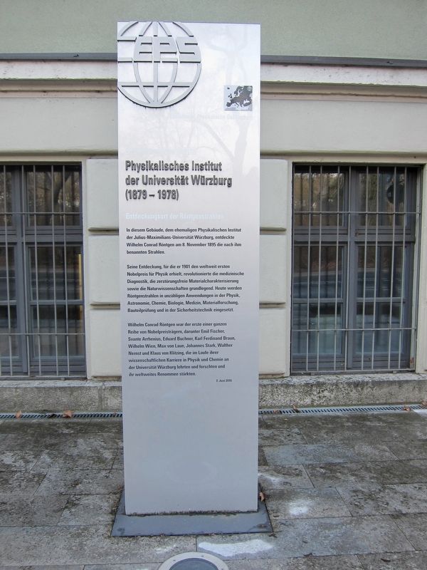 Entdeckungsort der Rntgenstrahlen / Site of the Discovery of X-Rays Marker image. Click for full size.