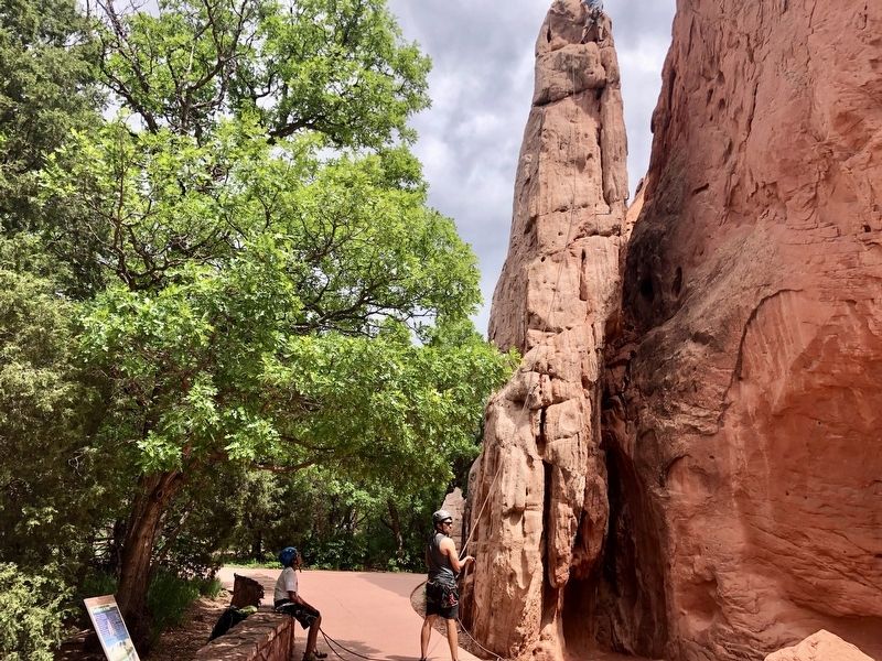 Marker on left, Sentinel Spires on right. image. Click for full size.