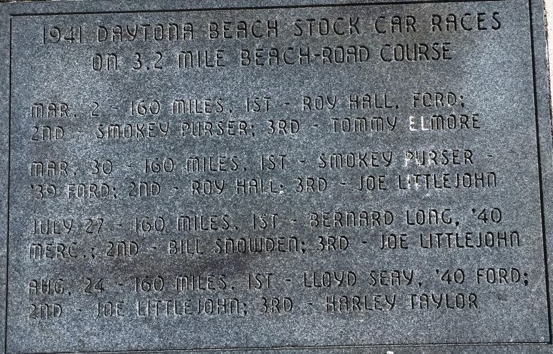 1941 Daytona Beach Stock Car Races Marker. Click for full size. 1941 Daytona Beach Stock Car Races Marker image. Click for full size.