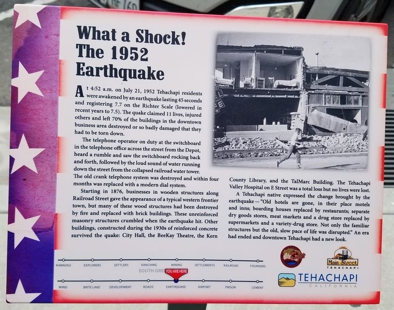 What a Shock! The 1952 Earthquake Marker image. Click for full size.