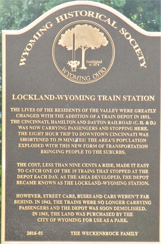 Lockland- Wyoming Train Station Marker image. Click for full size.