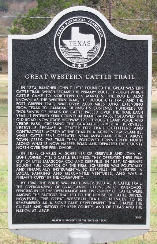 Great Western Cattle Trail Texas Historical Marker image. Click for full size.