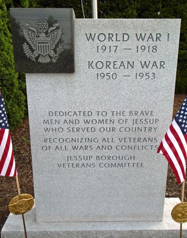 Veterans Memorial WWI and Korea Marker image. Click for full size.
