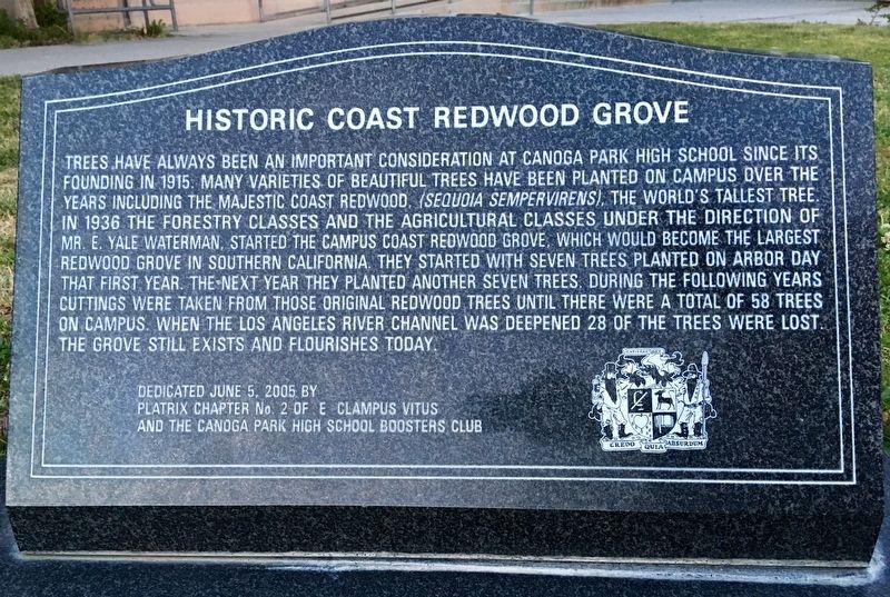 Historic Coast Redwood Grove Marker image. Click for full size.