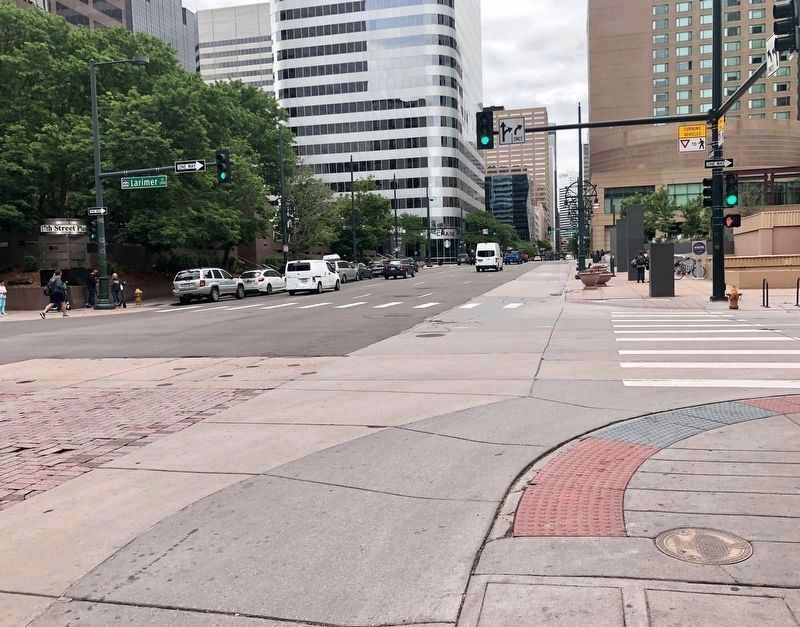Mint Robbery Marker in sidewalk. image. Click for full size.