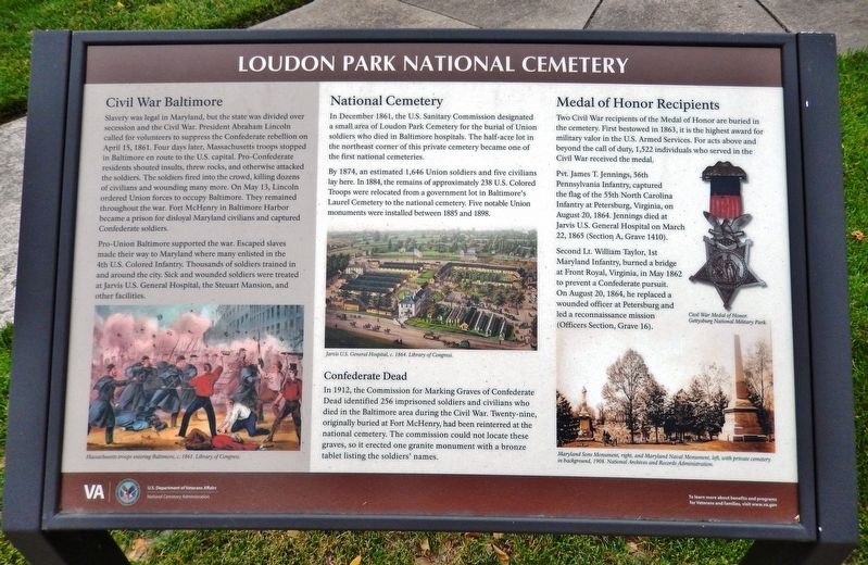 Loudon Park National Cemetery Marker image. Click for full size.