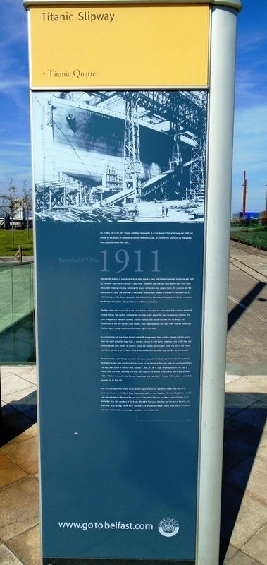 Titanic Slipway Marker (front) image. Click for full size.