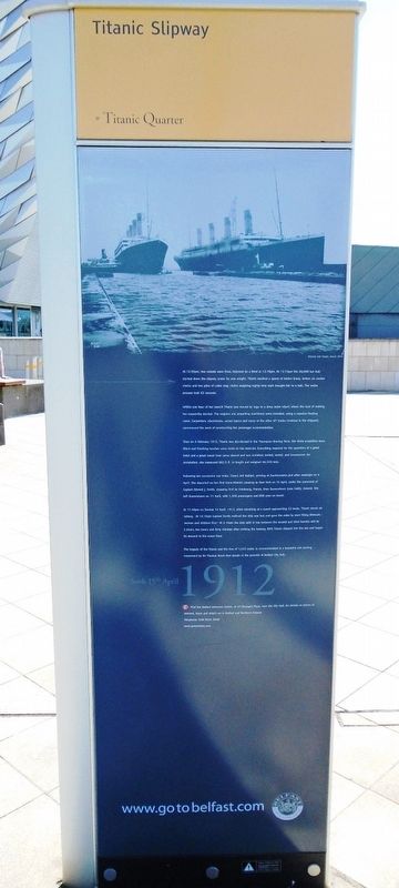 Titanic Slipway Marker (back) image. Click for full size.