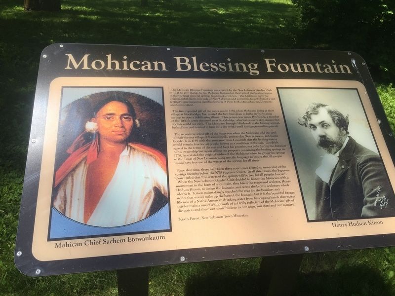 Mohican Blessing Fountain Marker image. Click for full size.