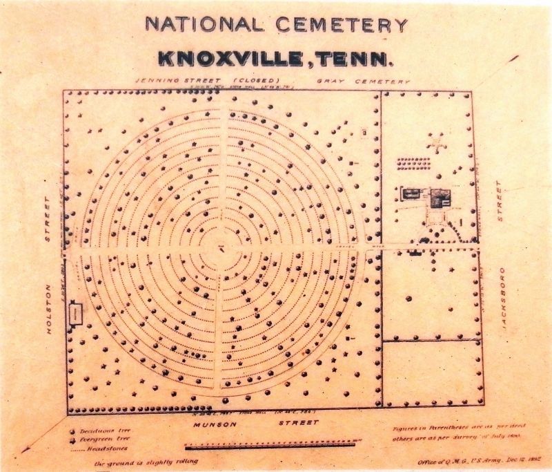 Marker detail: Knoxville National Cemetery Plan, 1892 image. Click for full size.