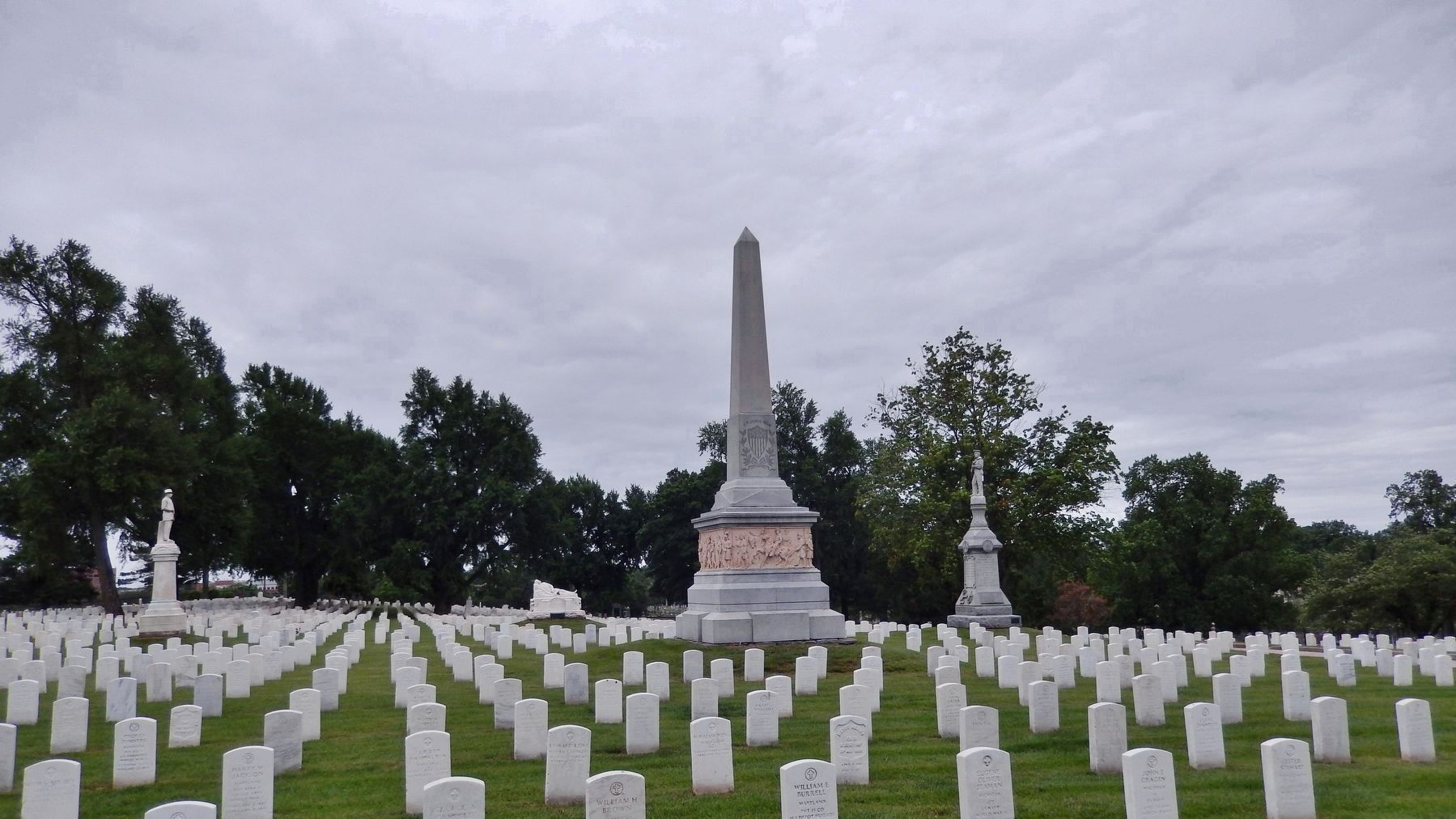 Notable Loudon Park National Cemetery Monuments (<i>view looking south from near marker</i>) image. Click for full size.