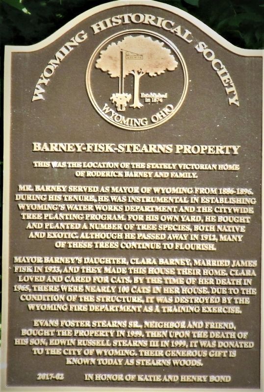 Barney- Fisk Stearns Property Marker image. Click for full size.