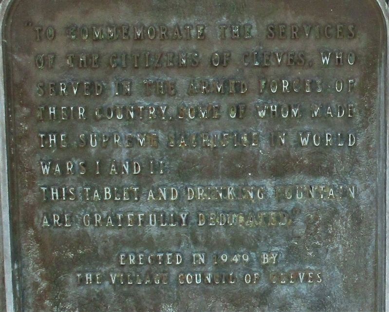“To commemorate the services of the citizens of Cleves” Marker image. Click for full size.