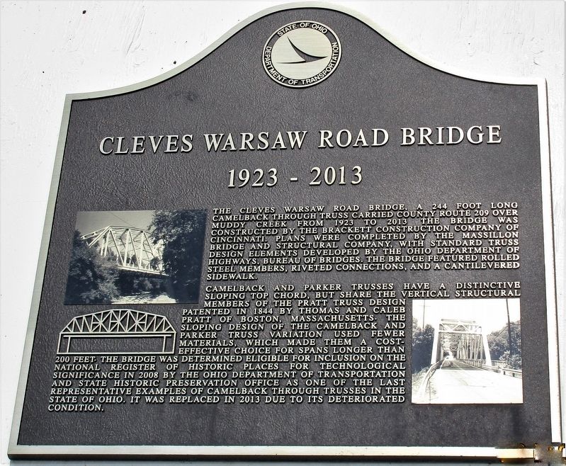 Cleves Warsaw Road Bridge Marker image. Click for full size.
