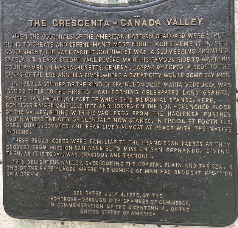 The Crescenta-Caada Valley Marker image. Click for full size.