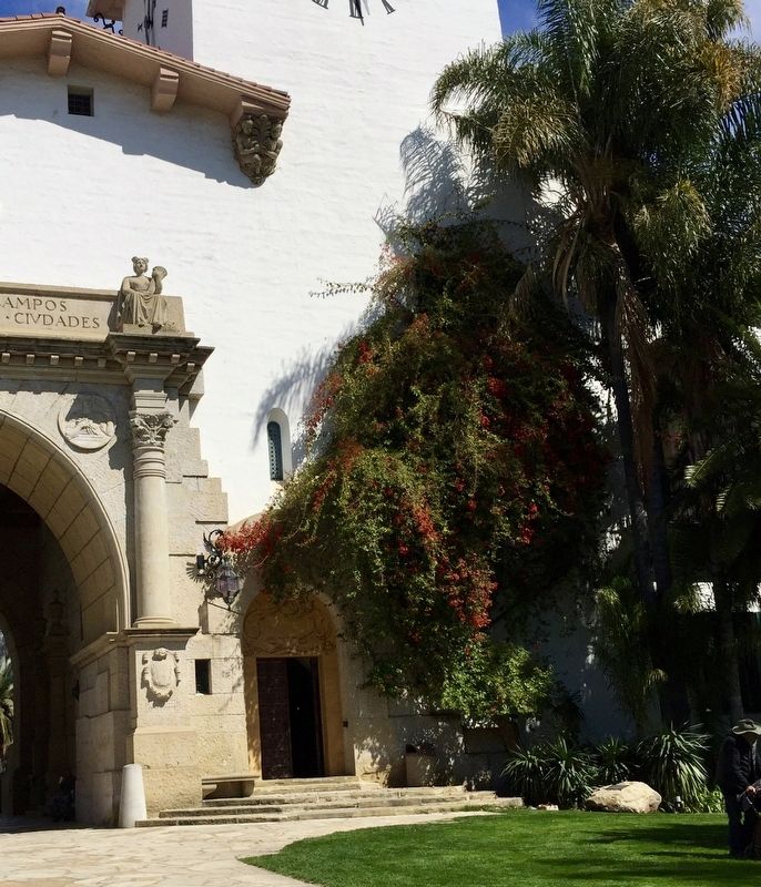 Santa Barbara County Courthouse Marker - wider view image. Click for full size.
