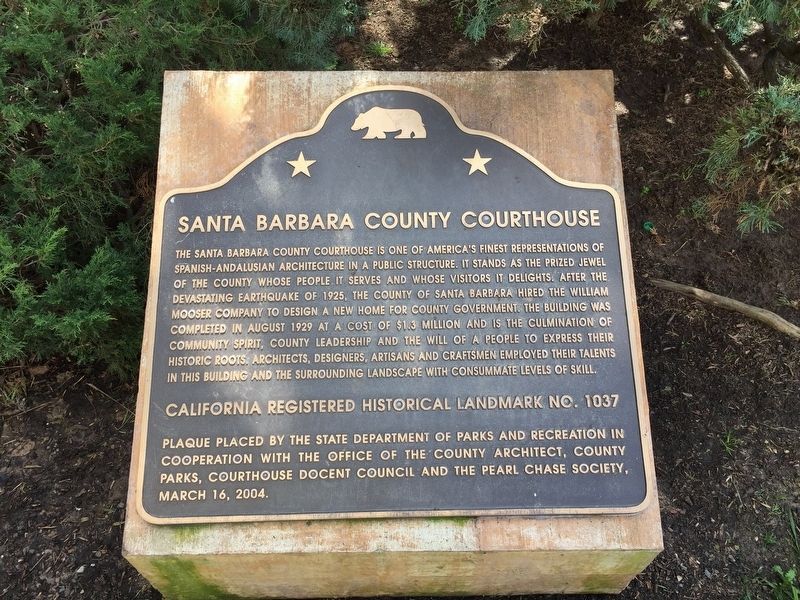 Santa Barbara County Courthouse Marker. Click for full size. Santa Barbara County Courthouse Marker image. Click for full size.