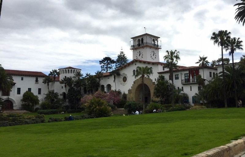 Santa Barbara County Courthouse and Gardens - looking S-SE from Anapamu Street. Click for full size. Santa Barbara County Courthouse and Gardens - looking S-SE from Anapamu Street image. Click for full size.