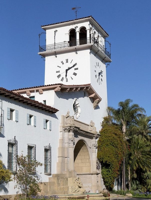 Santa Barbara County Courthouse - Clocktower - Anacapa Street side image. Click for full size.