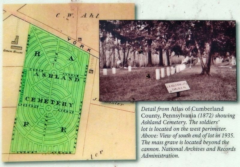 Marker detail: Ashland Cemetery, 1872 image. Click for full size.