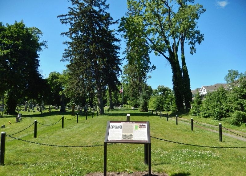 Ashland Soldiers' Lot Marker<br>(<i>wide view • marker overlooks lot from the north end</i>) image. Click for full size.