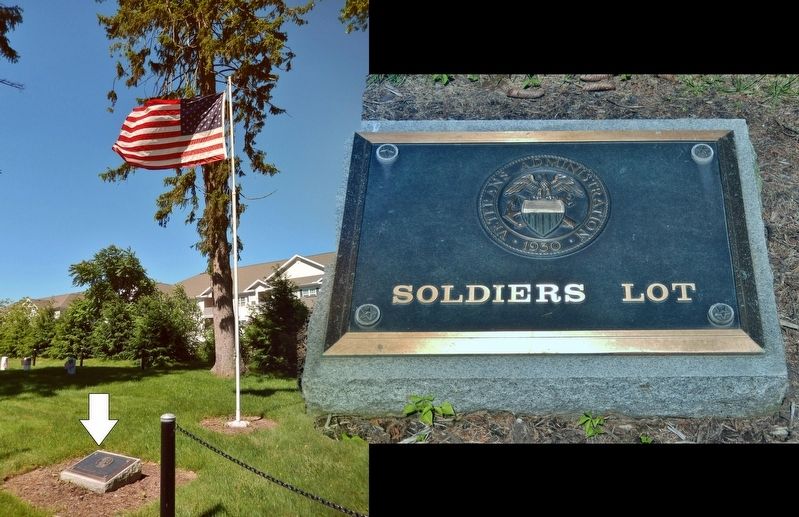 Ashland Soldiers' Lot Flag Pole & Plaque<br>(<i>located about 50 yards south of marker</i>) image. Click for full size.