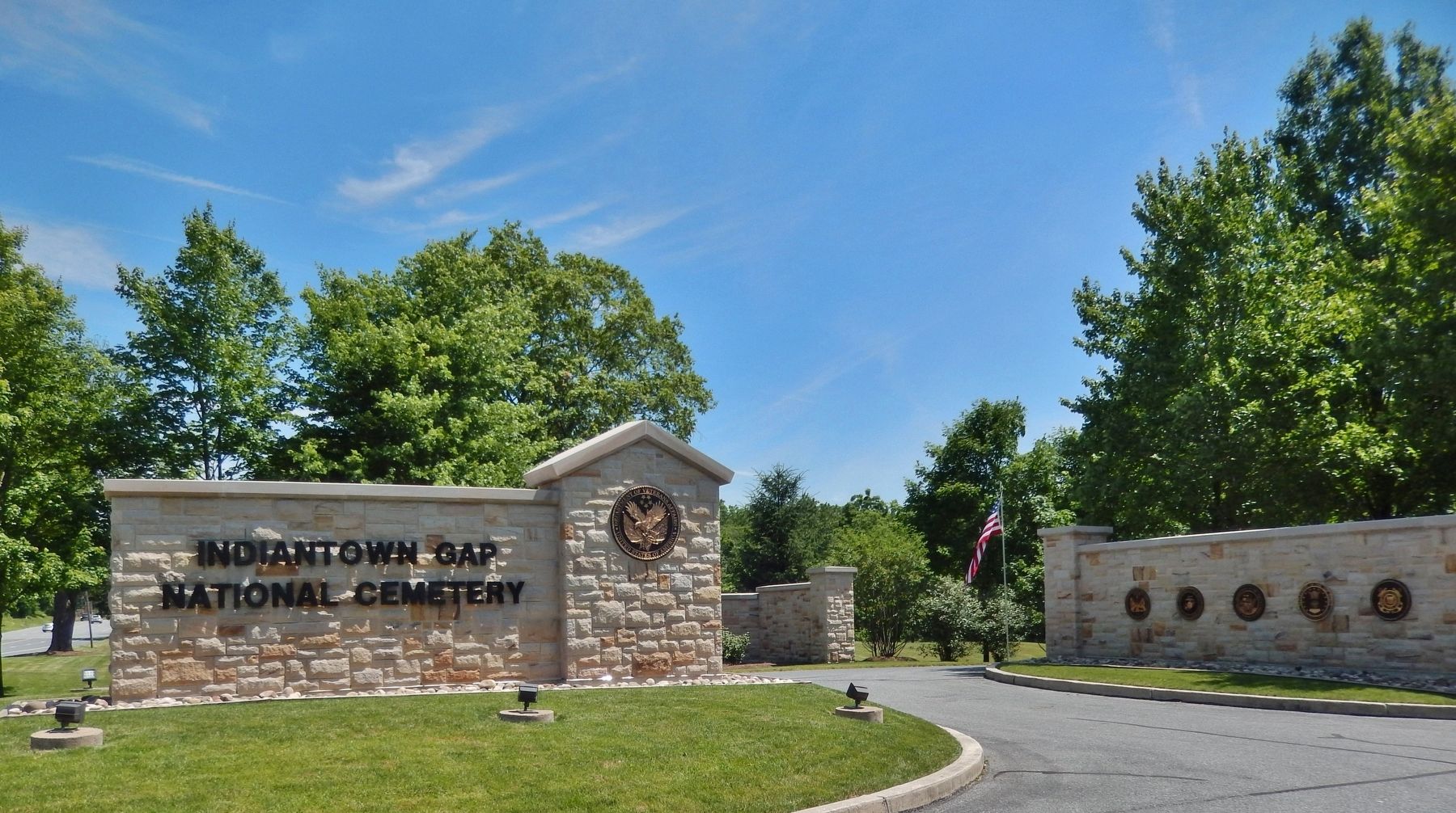Indiantown Gap National Cemetery Entrance<br>(<i>turn in here to access marker</i>) image. Click for full size.
