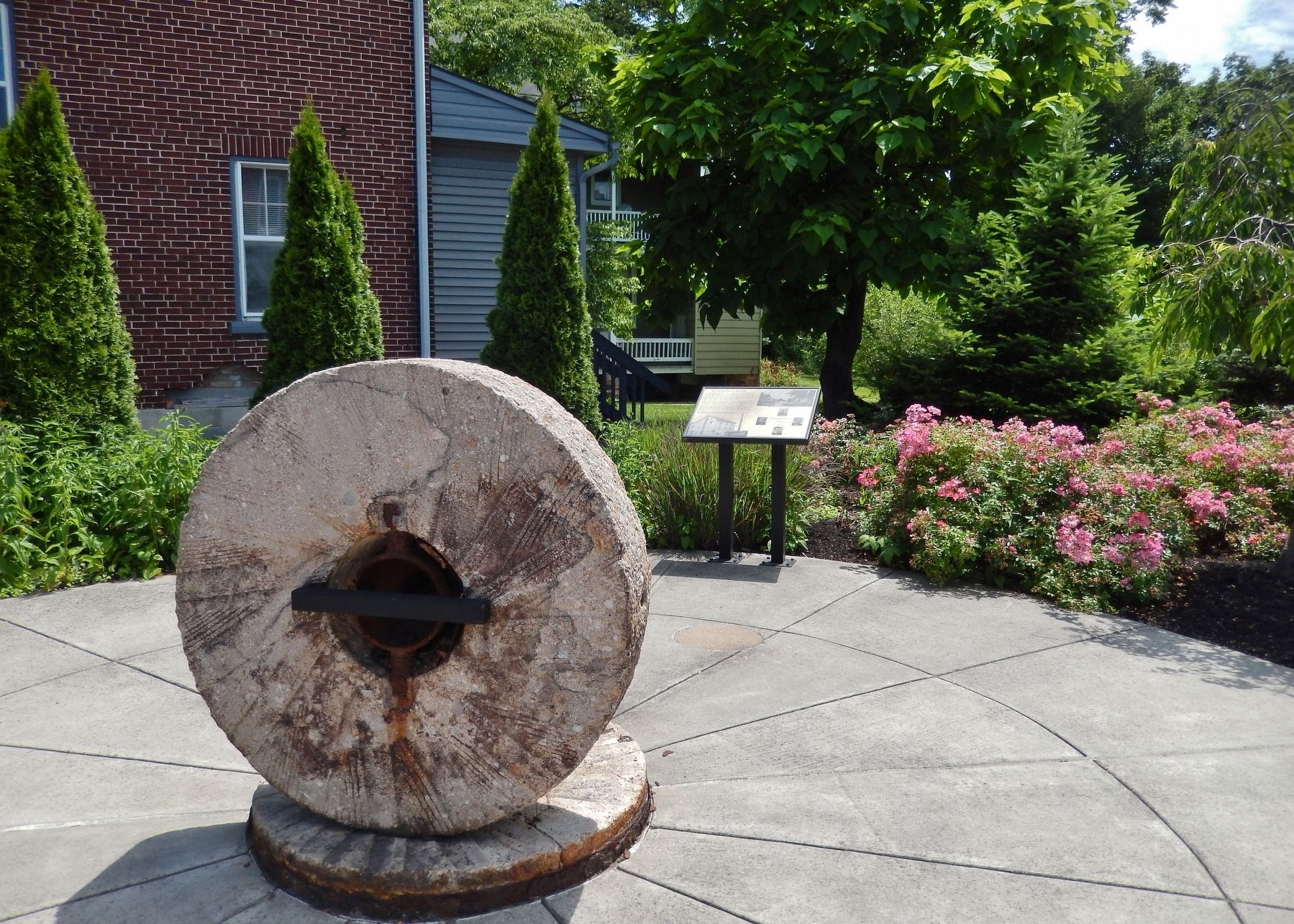 Millstone Plaza History Marker (<i>wide view from Bainbridge Street  marker in background</i>) image. Click for full size.