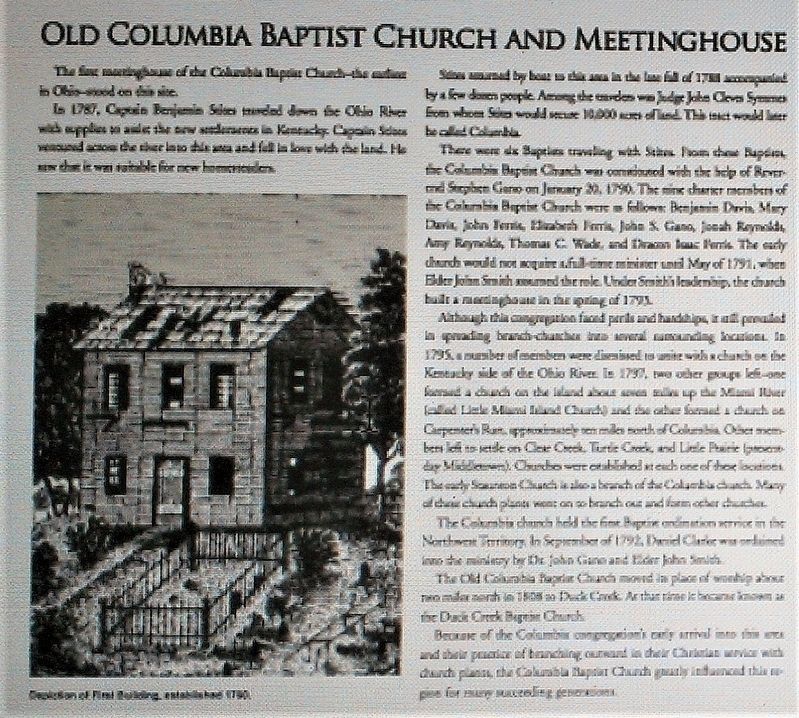 Old Columbia Baptist Church and Meeting House Marker image. Click for full size.