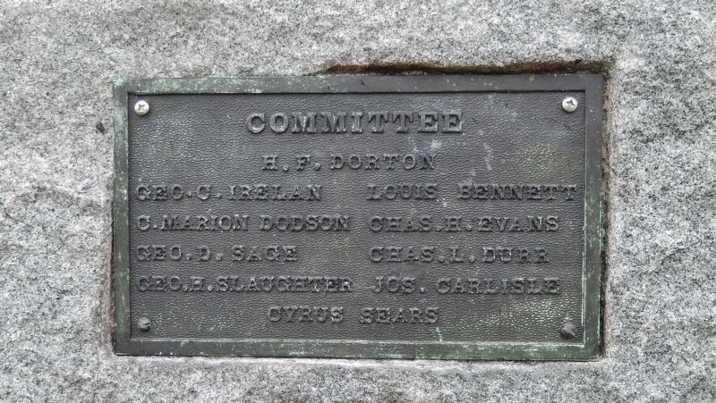 Monument Committee plaque (<i>on lower north base</i>) image. Click for full size.