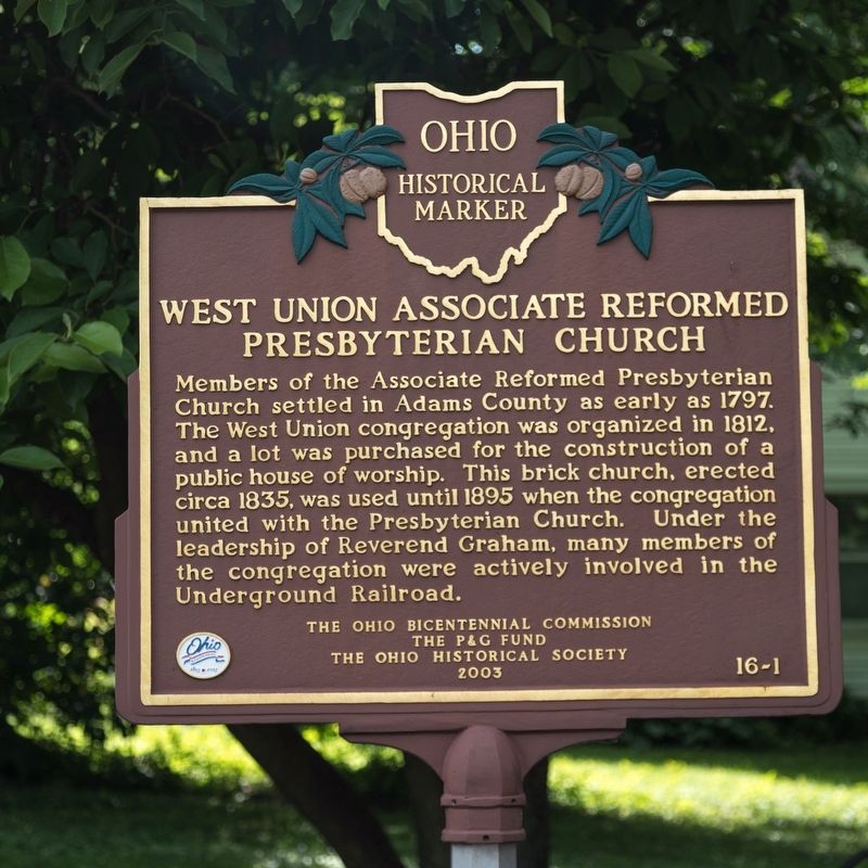 West Union Associate Reformed Presbyterian Church side of marker image. Click for full size.