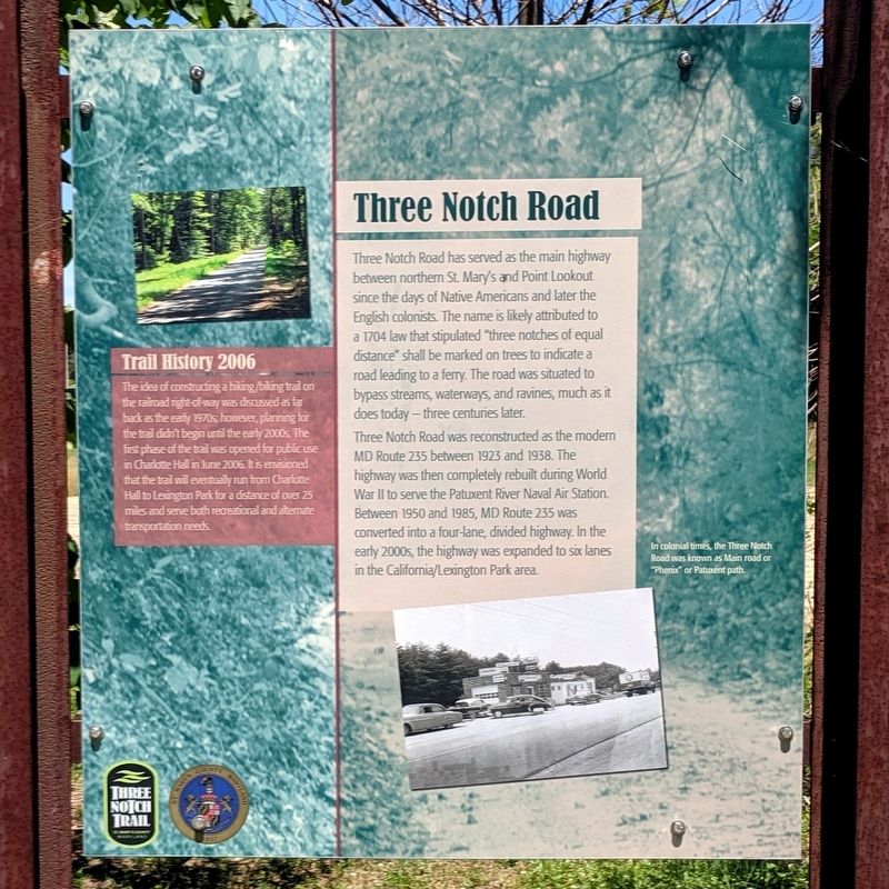 Three Notch Road Marker image. Click for full size.