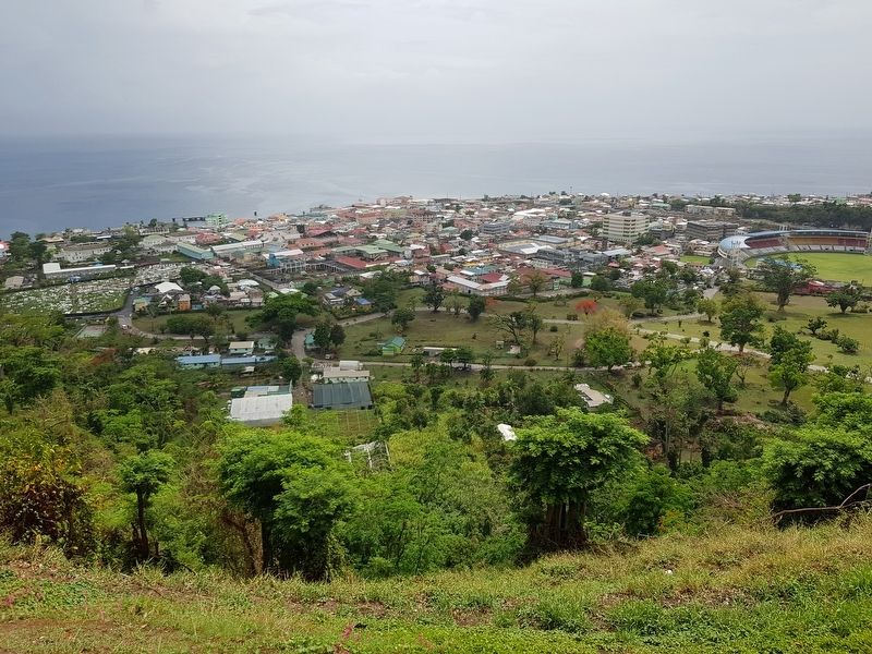 A view of Roseau from the Morne Bruce Garrison Marker. Click for full size. A view of Roseau from the Morne Bruce Garrison Marker image. Click for full size.
