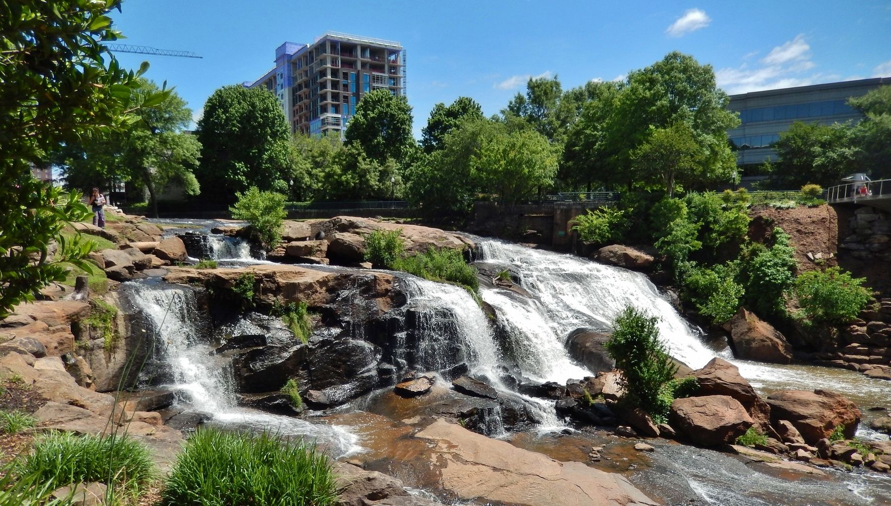 Reedy River Falls (<i>view east from marker</i>). Click for full size. Reedy River Falls (<i>view east from marker</i>) image. Click for full size.