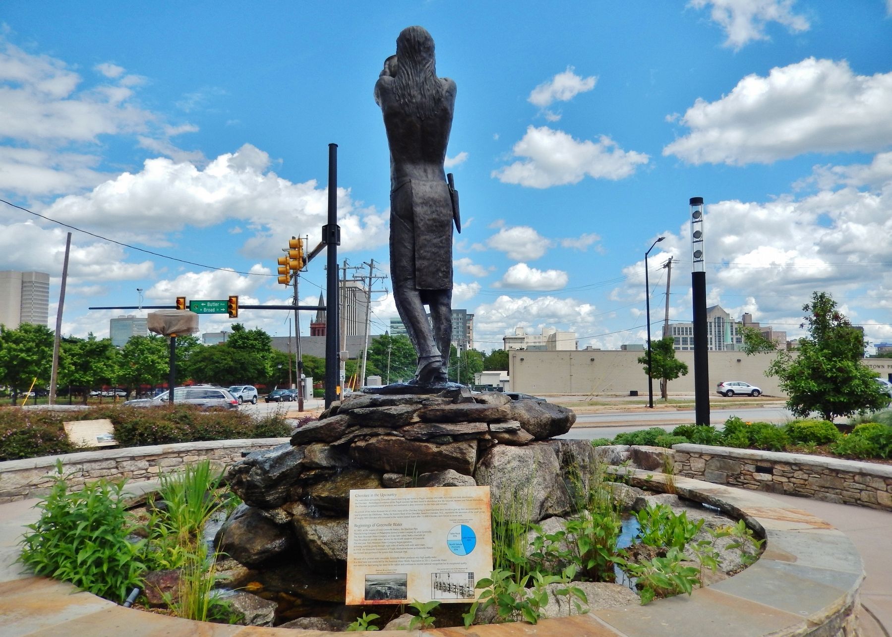 Cherokee in the Upcountry / Beginnings of Greenville Water Marker (<i>wide view</i>) image. Click for full size.