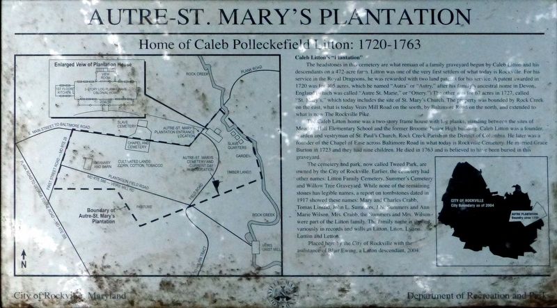 Autre - St. Mary’s Plantation Marker. Click for full size. Autre - St. Mary’s Plantation Marker image. Click for full size.