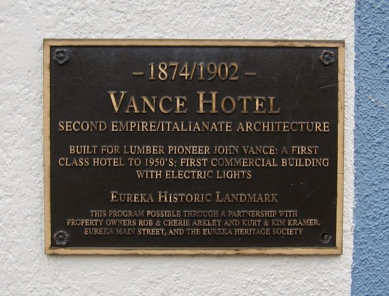Vance Hotel Marker image. Click for full size.