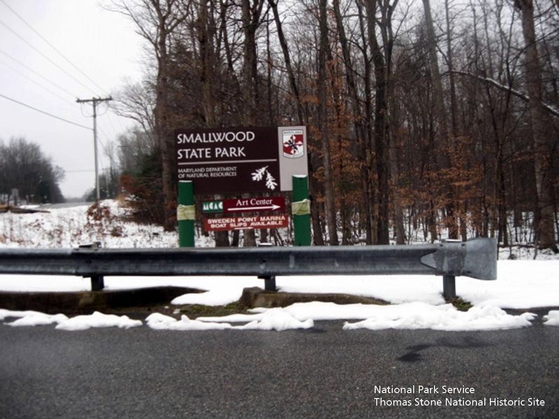 Smallwood State Park entrance sign image. Click for full size.