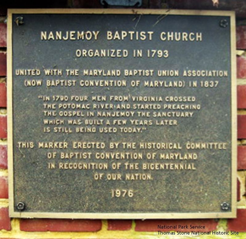 Nanjemoy Baptist Church Marker image. Click for full size.