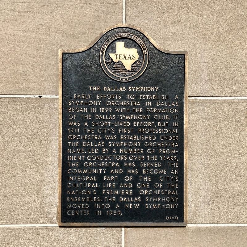 The Dallas Symphony Texas Historical Marker image. Click for full size.