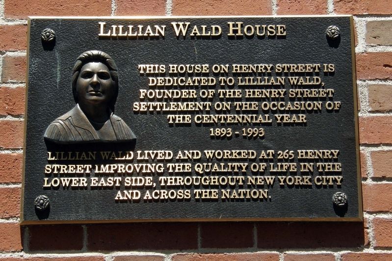 Lillian Wald House Marker. Click for full size. Lillian Wald House Marker image. Click for full size.