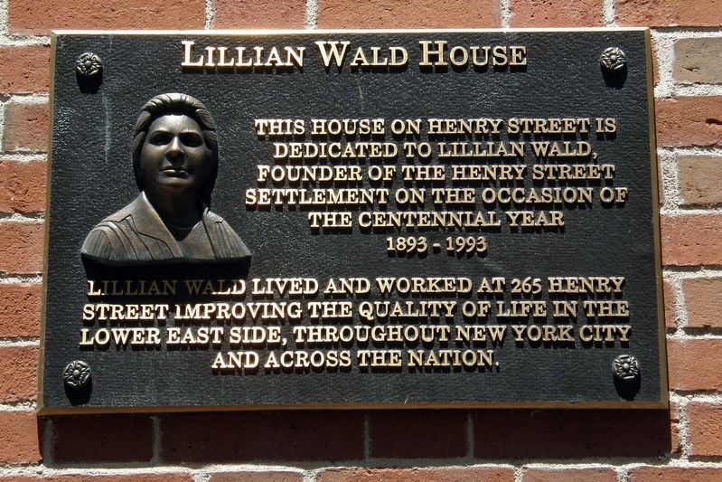 Lillian Wald House Marker image. Click for full size.