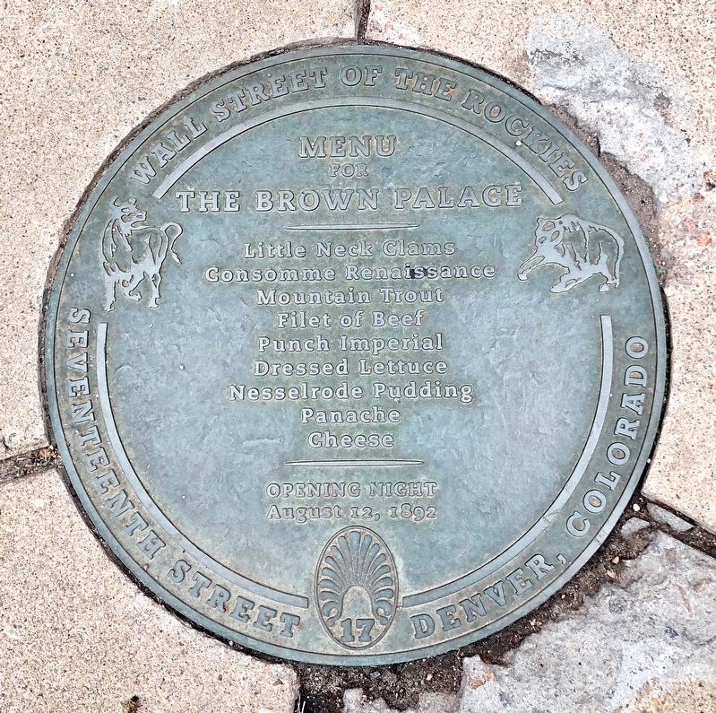 Menu for the Brown Palace Marker image. Click for full size.
