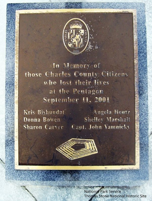 In Memory of those Charles County Citizens who lost their lives at the Pentagon September 11, 2001 Marker image. Click for full size.