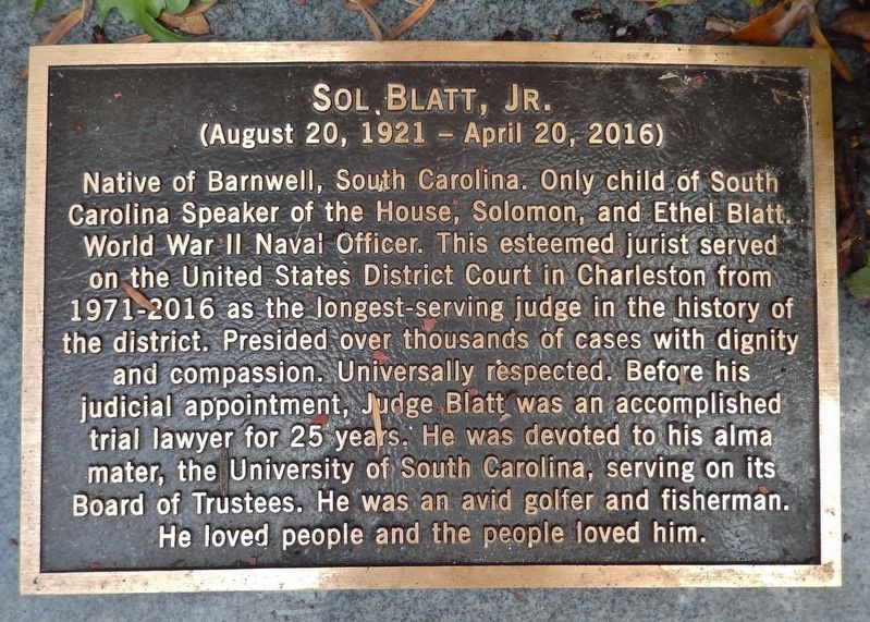 Sol Blatt, Jr. Marker image. Click for full size.
