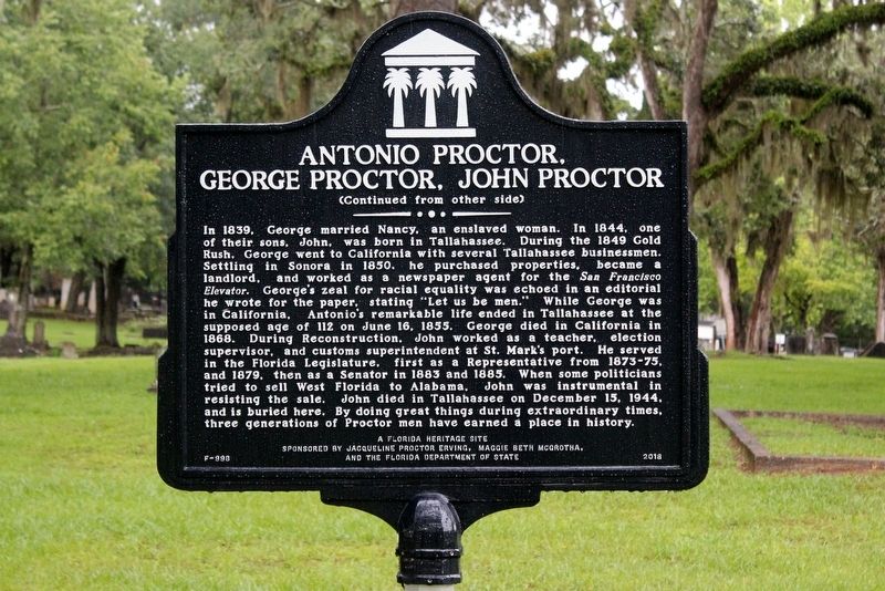 Antonio Proctor, George Proctor, John Proctor Marker-Side 2 image. Click for full size.