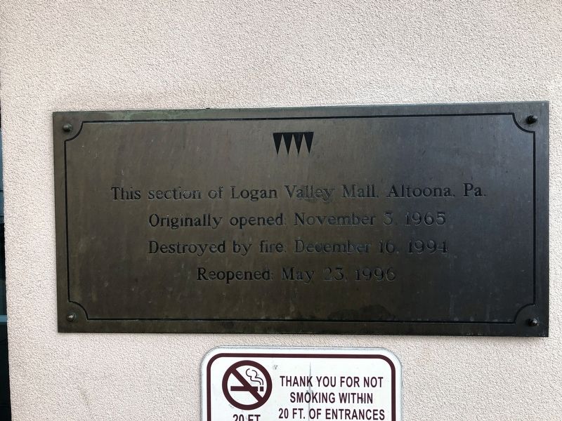 Logan Valley Mall Fire Marker image. Click for full size.